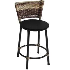 Imagem de Banqueta Baixa Tubo  com Encosto em Junco Capuccino e Assento  Fortmix