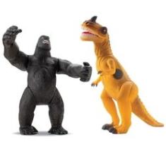 Imagem de Kit Dinossauro T-Rex Com Som vs Gorila King Kong Articulado