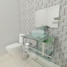 Imagem de Gabinete de Vidro 60cm para Banheiro Cuba Redonda - Estônia IT Inox-Incolor