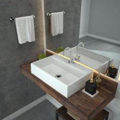 Imagem de Kit Cuba RT55 com Torneira 1198 Metal e Válvula 1 Polegada e Sifão Pvc e Flexível Compace