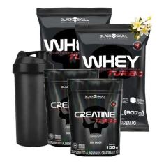 Imagem de Combo 2x Whey Protein Turbo+ Creatina Black Skull+ Coqueteleira-Unissex