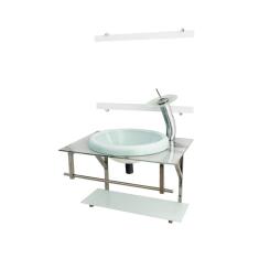 Imagem de Gabinete De Vidro Para Banheiro Iq 60cm Inox Com Cuba Chapeu - Mármore 