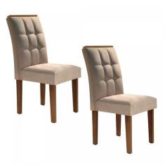 Imagem de Conjunto 2 Cadeiras Estofadas Madri Siena Móveis Chocolate/Suede Pena