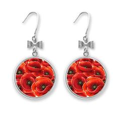 Imagem de Brinco de flor vermelha com flor de milho e papoula bespread gancho perfurado