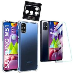 Imagem de Kit Capa Anti Queda Compatível Samsung Galaxy M51 + Película Comum Vidro + Película Nano Flexível Câmera