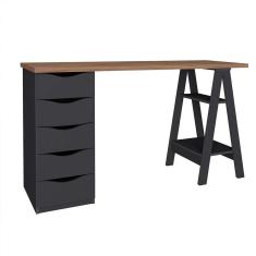 Imagem de Escrivaninha Spirit ii 5 gv Nogal e Preta 136 cm