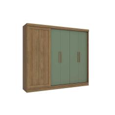 Imagem de Guarda Roupa Casal 5 Portas e 4 Gavetas Flex N564 Nogueira/Verde Oliva - Kappesberg