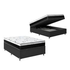 Imagem de Cama Box Baú Viúva 128 Sintético Preto com Colchão Espuma D33 One Face - Bello Box - 58X128X188