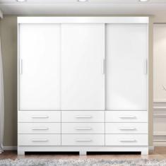 Imagem de Guarda-roupa Mdp 3 Portas 9 Gavetas Ideale Max Branco Absoluto