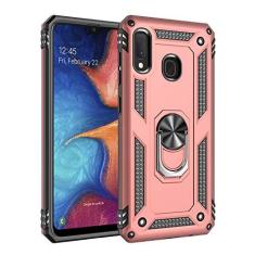 Imagem de SORAKA Capa para Samsung Galaxy A20e com suporte de anel, capa protetora para Samsung Galaxy A20e, capa traseira de policarbonato rígido com placa de metal para suporte magnético de telefone e carro,