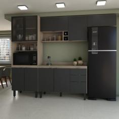 Imagem de Cozinha Completa Alice 10 Portas 2 Gavetas Marrom/Grafite - Panorama M