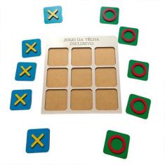 Imagem de Jogo Da Velha Tátil Inclusão De Madeira Tabuleiro - Brinque E Leia