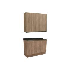 Imagem de Cozinha Modulada Completa Maxxi 3 Peças (1Aéreo+1Balcão+1Complemento) C3P10 Nogal/Preto Brilho - Kappesberg