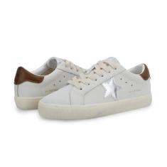 Imagem de VINTAGE HAVANA Tênis feminino Flair acolchoado sem cadarço casual - branco, Prata lavada/chocolate, 38