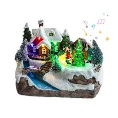 Imagem de ariarly Decorações musicais de casa de vila de Natal decoração de edifícios colecionáveis de Natal com luz LED para mesa de Natal