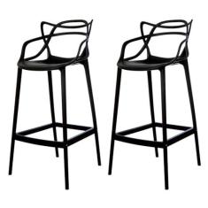 Imagem de Kit 2 Banquetas Allegra Preta Polipropileno Cozinha Bistrô Bancada