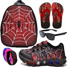 Imagem de Tenis De Led Led Masculino Aranha Meninos Estilo Original + Mochila Chinelo