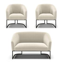 Imagem de Sofá Namoradeira E 2 Poltronas Industrial Pto Stella Bouclê D03 - D`rossi Cor Verde