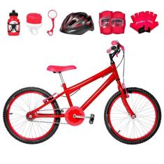 Imagem de Bicicleta Infantil Masculina Aro 20+Kit Proteção Vermelha