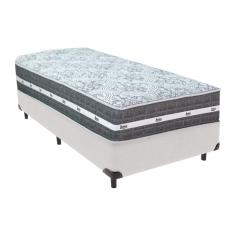 Imagem de Cama Box Branco E Colchão Black Graphite Molas Ensacadas Solteiro 88x188x27 Anjos