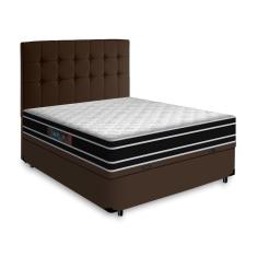 Imagem de Cama Box Baú + Cabeceira Cassis e Colchão Casal - Castor - Black White D33 - 138x188x69cm Marrom