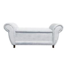 Imagem de Recamier Com Baú Itália Namoradeira Calçadeira Suede Cinza