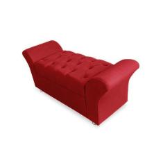 Imagem de Recamier Calçadeira Baú Estofado Veneza King 195 cm Suede Vermelho - I