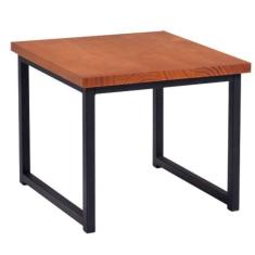 Imagem de Mesa Lateral Quadrada Atlanta Industrial Daf Móveis 50 Cm Madeira Maciça  Base Aço Carbono Preto