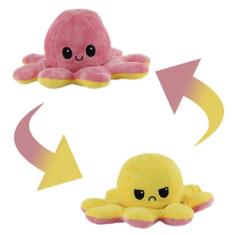 Imagem de Polvo De Pelúcia Colorido Reversível - Amarelo E Rosa