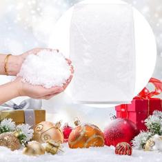 Imagem de Decoração de neve falsa de 300 g - Neve artificial para decoração de Natal, neve falsa para artesanato em exibições de aldeia - Flocos de neve de plástico de secagem instantânea para decoração de