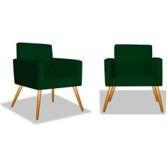Imagem de Kit 2 Poltronas Cadeiras Decorativa Beatriz Sala Quarto Escritório Recepção Suede Verde Musgo - AM DECOR