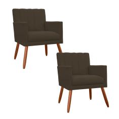 Imagem de Combo 2 Poltronas Decorativa Para Consultório Escritório Cecília Corano Marrom - DL DECOR