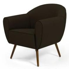 Imagem de Poltrona Decorativa com Pés Palito Nina D02 Corano Marrom C-34 - Lyam Decor