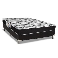 Imagem de Cama Box Casal: Colchão Espuma D45 Luckspuma Gran Luck Black Pró Saúde + Base CRC Suede Black(138x188)