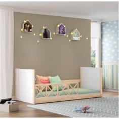 Imagem de Cama Infantil Montessoriana Garden com Grades Casatema Marroml