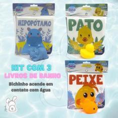 Imagem de Kit 3 Livros Bebe Para Banho - Amiguinhos Luminosos - Patinho Hipopóta