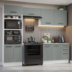 Imagem de Armário De Cozinha Completa 270cm Branco/cinza Agata Madesa 07 Branco/cinza