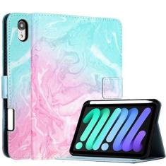 Imagem de Fancity Capa para iPad Mini 6 modelo 2021 de 8,3 polegadas, capa de couro PU Smart Wake Sleep com suporte para caneta, capa protetora flip com slot para cartão fecho magnético para iPad Mini 6ª