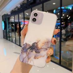 Imagem de Capa de telefone com pintura em aquarela para iPhone 15 14 13 Pro Max 12 Mini 11 X XR XS 7 8 Plus SE 2020 Capa macia transparente de mármore, preta, para iPhone 7plus