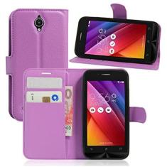Imagem de Capa ASUS ZenFone GO/ZC451TG, capa carteira flip de couro PU premium com compartimento para cartão, suporte e fecho magnético [capa interior à prova de choque de TPU] Compatível com ASUS ZenFone