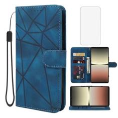 Imagem de Wanyuexes Capa para Xperia 5 IV, Sony 5 IV XQCQ62B-GC Capa carteira com protetor de tela de vidro temperado, pele PU flip suporte suporte para cartão de crédito capa de telefone para Sony Xperia 5 IV
