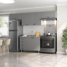 Imagem de Cozinha Compacta 4 Peças 100% Mdf Bp 1 Balcão 3 Aereos Maranello Branco/Panna