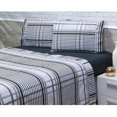 Imagem de Jogo Lençol 4 Peças Cama Queen 1,98mx1,58mx25cm 100% Algodão 180 Fios 