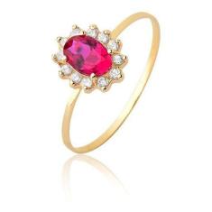 Imagem de Anel De Rubi Natural Com Diamantes Verdadeiros 18k As510 - Maehler Joi