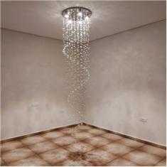 Imagem de Lustre De Cristal Espiral Para Sala,com 1,40cm De Altura,Base De Inox Espelhado Com 40cm De Diâmetro