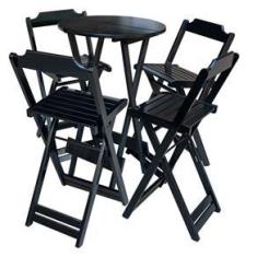 Imagem de Conjunto De Mesa Bistrô De Madeira Com 4 Cadeiras Dobravel Ideal Para Bar E Restaurante 