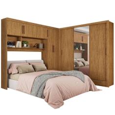 Imagem de Guarda Roupa Modulado Carioca Santiago Casal 8 Portas 5 Gavetas e Espelho Cor Cinamomo