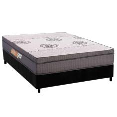 Imagem de Cama Box Viúva: Colchão Ortopédico Polar D28 OrthoPremium Grey + Base CRC Suede Black (128x188)