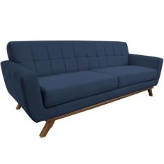 Imagem de Sofá 03 Lugares 180cm Sala De Estar Miami Veludo Azul Escuro - Nexta C