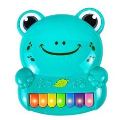 Imagem de Brinquedo Piano Infantil Musical Luzes Sapinho Azul Castela - CASTELA 